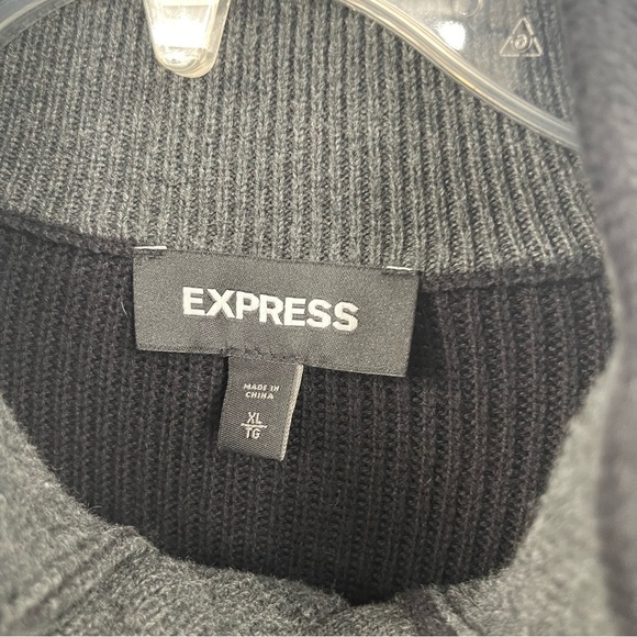 Express Black Ribbed Long Sleeve Collared 1/4 Snap Pullover Sweater men Size XL - Picture 5 of 8